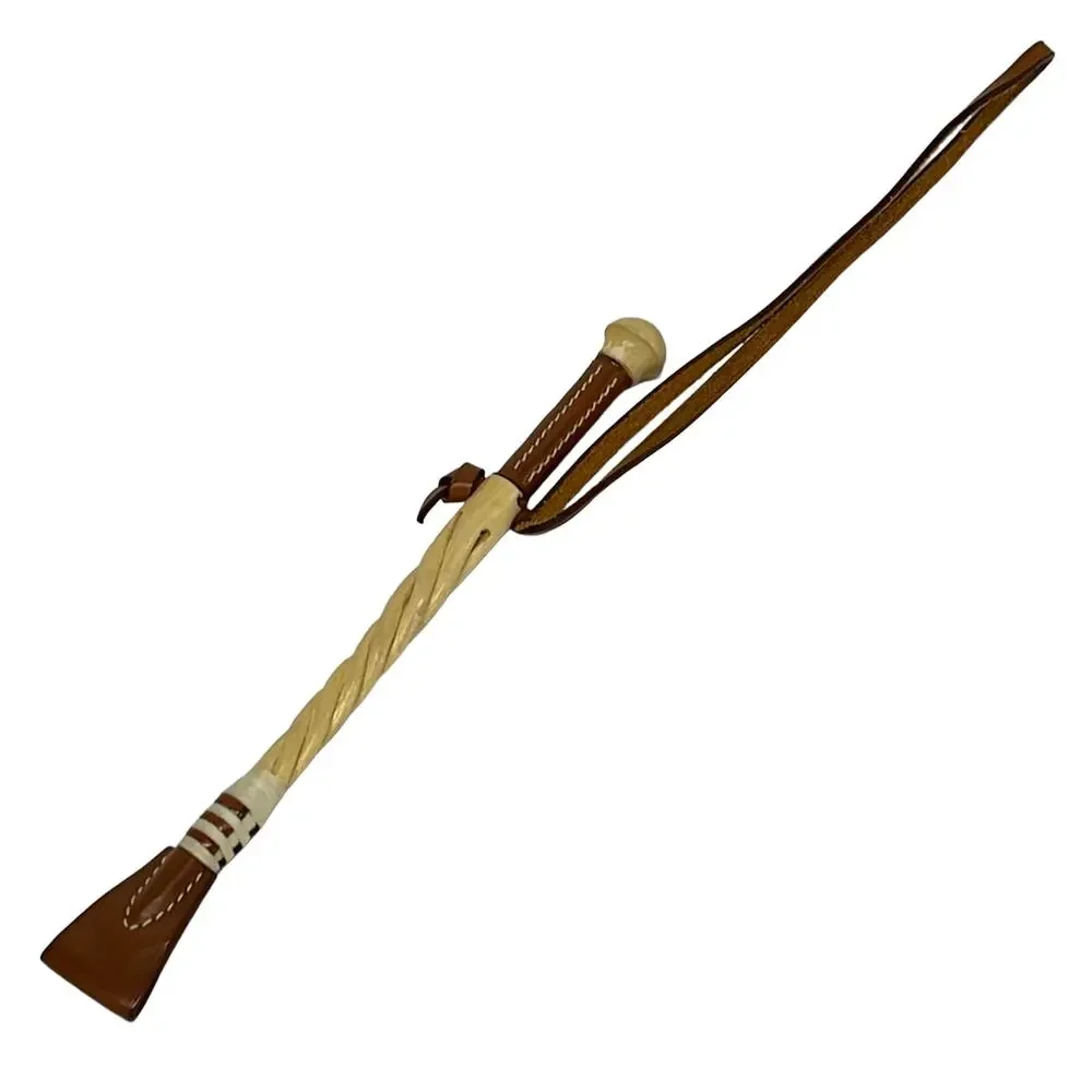 Hermès Paddock Clavache Bag Charm Dark Brown Cream Leather Wood